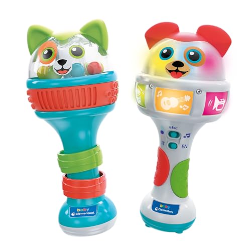 Clementoni Baby Maracas Amici Cuccioli - 2 Maracas Per Bambini 6 Mesi, Gioco Musicale Prima Infanzia, Percussioni Da Scuotere Come Un Sonaglino, Strum