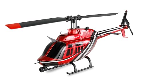 Amewi Bell 206 Jet Ranger Cp Elicottero 6 Canali 6G Rtf Telecomandato Heli Scale, Rosso E Nero