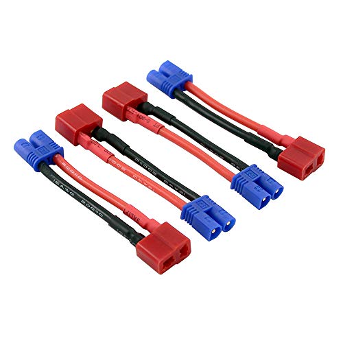 Olirc 4Pcs T-Plug Deans Style Female To Ec2 Male Connector Adapter Con 5Cm 2Inch 16Awg Wire (C36-4)