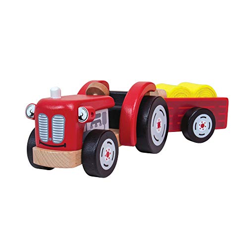 Tidlo Trattore E Rimorchio In Legno Con Fieno, Multicolore T0502