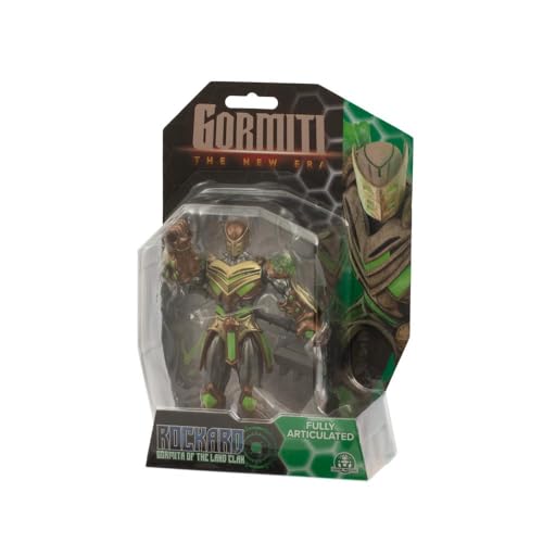 Gormiti The New Era - Gormita Del Clan Della Terra Rockard Glen, Action Figure 15 Cm Articolato, Eroe Con Armatura Verde Bronzo E Accessorio Martello 