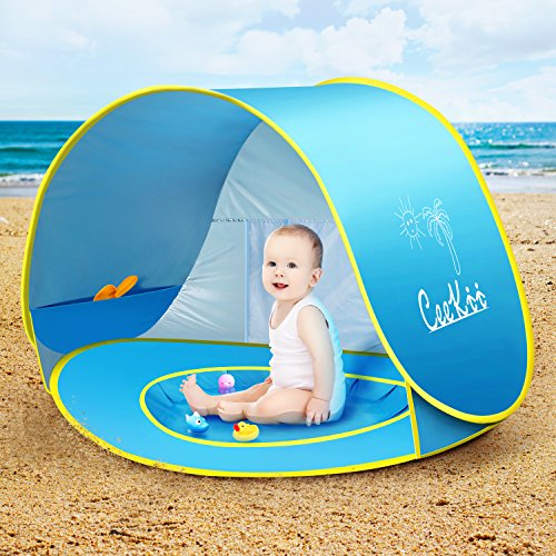 Ceekii Tenda Spiaggia Bambini,Tende Per Bambini Spiaggia Pop Up Tenda Con Mini Piscina,Tenda Per Neonati Pieghevole Portatile Protezione Solare Anti-U