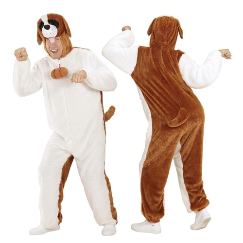 "St. Bernard In Soft Plush" (Hooded Jumpsuit With Mask) - (M/L - H 175 Cm)