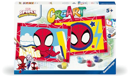 Ravensburger - Creart Serie Junior, Spidey, Dipingere Con I Numeri, Kit Pittura Bambini, Gioco Educativo, Idea Regalo Bambino E Bambina 5+ Anni, 32X22