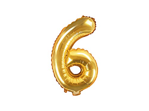 Palloncino Mylar A Forma Di Numero 6 Sei Oro 35 Cm Compleanno Adulto Bambino Capodanno