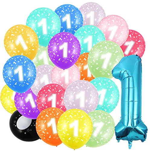 Palloncini Oro Il 1° Compleanno, Palloncini Numerati (1 Anni), Palloncini In Alluminio E 20 Palloncini 30Cm, Decorazioni Per Il 1° Compleanno,