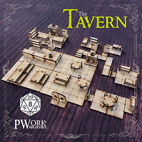 Pwork Wargames The Tavern (La Taverna) - 3D Tactical Maps Rpg Fantasy Dungeon Tiles - Mappe Tattiche 3D Modulari In Mdf 3Mm
