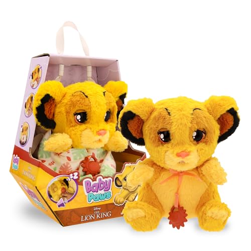 Baby Paws Simba, Cucciolo Interattivo Di Peluche Per Bambini Con Suoni Che Apre E Chiude Gli Occhi, Include Una Borsetta-Copertina, Giocattolo Per Bam