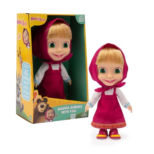 Giochi Preziosi Masha E Orso - Bambola Masha Alta 23 Cm, Personaggio Iconico Della Serie Masha E Orso Con Vestizione Estiva E Classico Foulard, Adatta