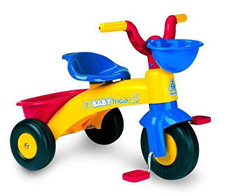 Injusa - Triciclo Bambini Trico Max Primi Passi, Per Bambini Da 1 A 3 Anni, Con Pedali, Cestino Anteriore E Posteriore Portagiochi, Multicolore