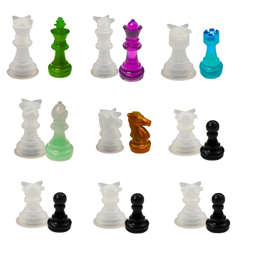 Hoinco 9 Pezzi Silicone A Forma Di Scacchi, Set Di Stampi In Resina Per Scacchi,Artigianato Fai Da Te