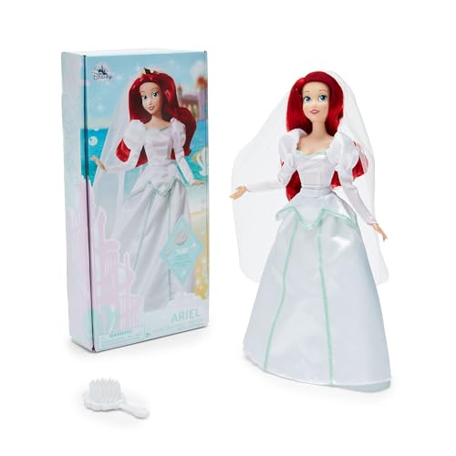 Disney Store Ufficiale Bambola Da Sposa Ariel, La Sirenetta, 29Cm, Personaggio Articolato Con Abito A Maniche A Sbuffo, Include Spazzola – Adatto Dai