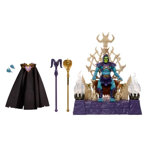 Masters Of The Universe Masterverse - Skeletor & Havoc, Action Figure Con Trono, 2 Scettri, Portacandele Luminosi, Mantello E Cappuccio Rimovibili Inc