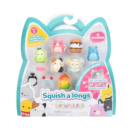 Squish-A-Longs Confezione Da 8 - Serie 1, Stile 2 - (8) Mini-Squish Da 2,5 Cm Con 2 Accessori, Anello E Guida Per Collezionisti - Colleziona, Commerci