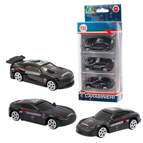Giochi Preziosi Carabinieri - Set 2 Composto Da 3 Veicoli, Macchina Die Cast A Ruota Libera In Scala 1:64, Macchinine Carabinieri, Per Bambini A Parti