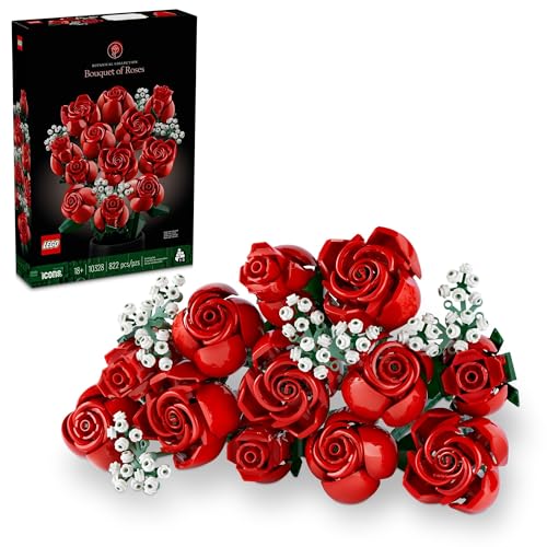 Lego Icone Bouquet Di Rose Building Set - Fiori Artificiali Per Tavolo Da Pranzo Centrotavola, Adulti Età 18+ - Decorazioni Floreali Autunnali E Del R