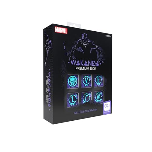Marvel Black Panther Premium Dice Set | Collectible D6 Dice | Purple & Black Custom Dice With Collectible Tin Case | Based On Marvel Superhero | Offic