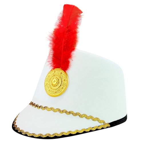 Widmann 34144 - Cappello Majorette In Feltro Per Bambina, Con Piuma, College, Carnevale, Feste A Tema, Taglia Unica, Colore Bianco