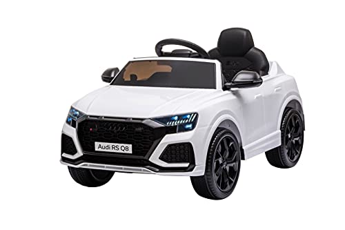 Auto Elettrica Per Bambini Audi Rs Sq8 12V Telecomando Luci Led Suoni (Bianco)
