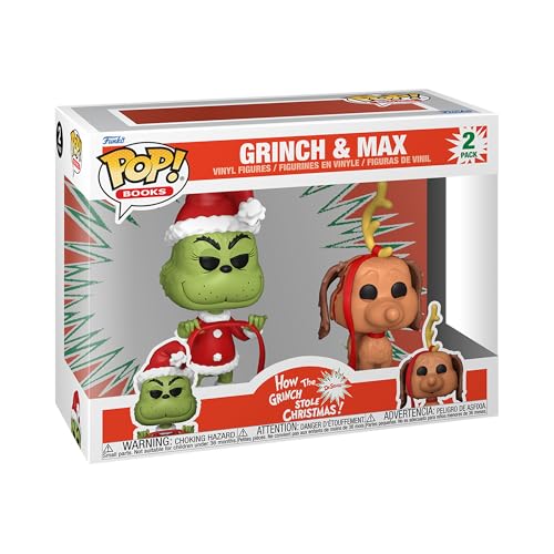 Funko Pop! Books: Htgsc - The Grinch With Max 2Pk - How The Grinch Stole Christmas - Figura In Vinile Da Collezione - Idea Regalo - Merchandising Uffi
