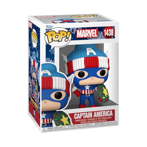 Funko Pop! Marvel: Holiday – Capt. Captain America - Marvel Comics - Fumetti Marvel - Figura In Vinile Da Collezione - Idea Regalo - Merchandising Uff
