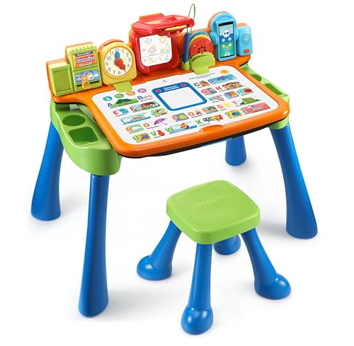 Vtech Magico Tavolo Interattivo Toccaimpara, Tavolo Bambini Multiattività 5 In 1, Funzione Proiettore, Impara A Scrivere E Disegnare, Lingua Italiana,