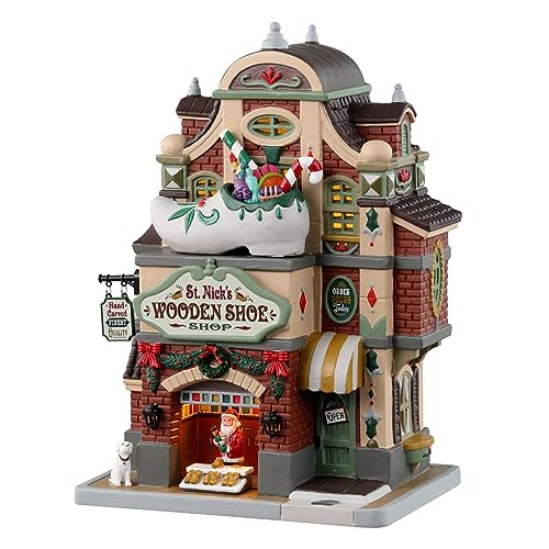 Lemax- Caddington Village Lighted Building: St. Nick'S Wooden Shoe Shop, Multicolore, Taglia Unica, 35069