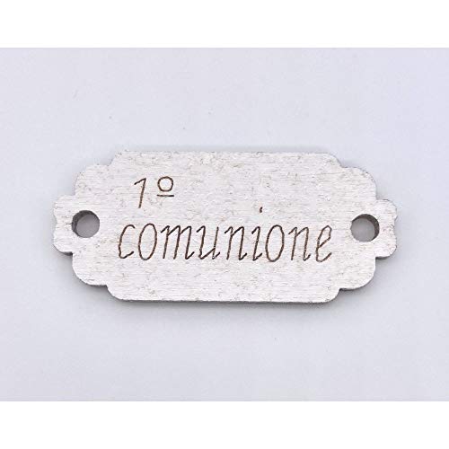 24X Targhetta Legno Scritta Prima Comunione Decorazione Bomboniera
