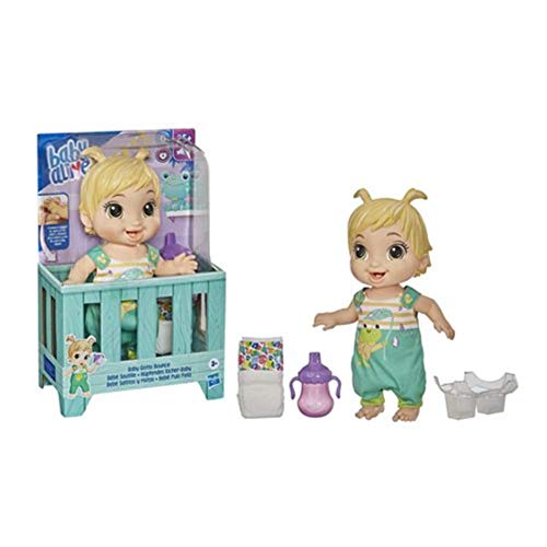 Baby Alive Baby Gotta Bounce Bambola, Rana Outfit, Rimbalza Con 25+ Sfx E Giggles, Drink And Wets, Giocattolo Per Capelli Biondi Per Bambini Dai 3 Ann