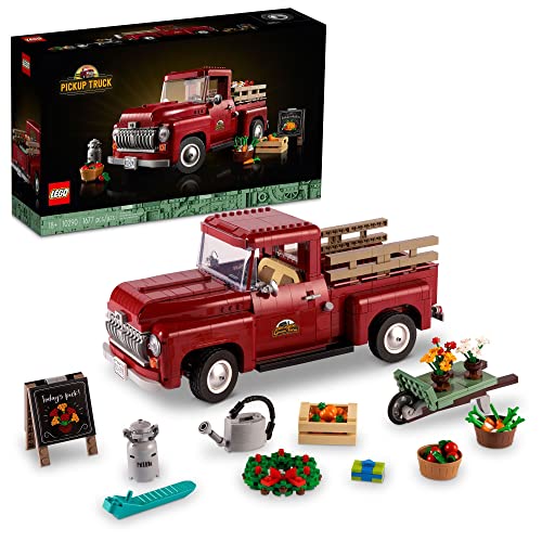 Lego Icone Pickup Truck 10290 - Set Da Costruzione Per Adulti, Modello Vintage Anni '50, Con Accessori Per Esposizione Stagionale, Attività Creativa,