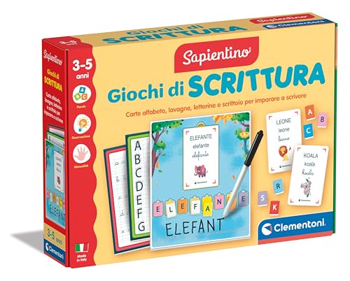 Clementoni Sapientino Giochi Di Scrittura - Gioco Educativo 3 Anni Per Imparare A Scrivere, Schede Lavagna Per Scrittura, Imparare Nuove Parole, Svilu