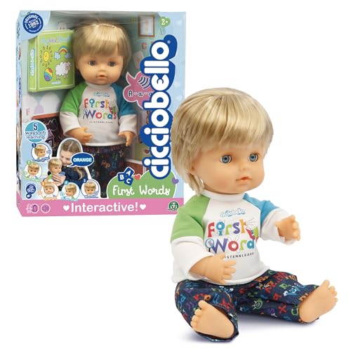Cicciobello First Words: Bambola Interattiva 30 Cm, Ripete Le Parole Del Bambino In 5 Modi, Con Ciuccio E Libro Illustrato, Per Bambini A Partire Dai