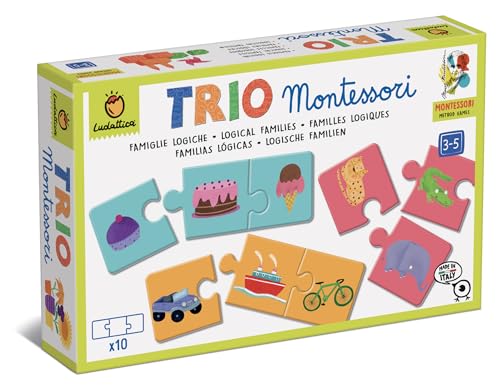 Ludattica - Giochi Montessori - Trio Montessori: Scopri Le Categorie Di Oggetti Con Il Metodo Montessori! Gioco Educativo 3-5 Anni - Made In Italy