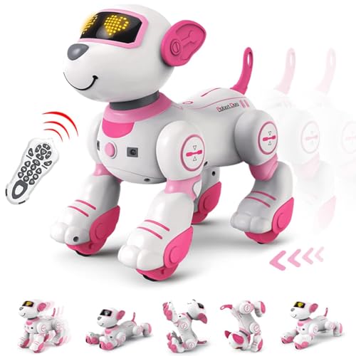 Bakaji Cane Robot Radiocomandato Rosa, Cagnolino Interattivo Per Bambini, Gioco Giocattolo Con Comandi Vocali, Animale Domestico A Batteria Ricaricabi