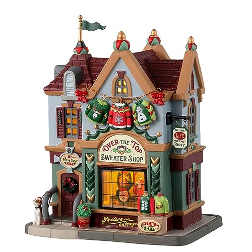 Lemax- Natale Caddington Village Lighted Building: Over The Top Sweater Shop, Multicolore, 35061