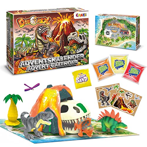 Craze, Calendario Avvento Bambini, Calendario Dell' Avvento Di Dinosauri Bambini, Dino Playset, Con Lava Di Slime, 24 Sorprese