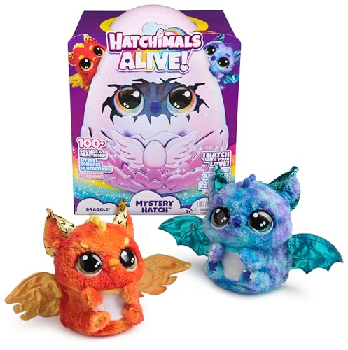 Hatchimals Alive, Uovo Mystery Hatch Draggle, Peluche Interattivo A Sorpresa | Effetti Speciali | Nebbia, Luci E Suoni (I Modelli Possono Variare), Gi