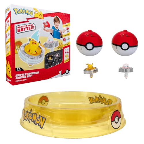 Bandai - Pokémon - Pacchetto Arena + 2 Spinners Inclusi - Arena Pokémon + 2 Lanciatori Pokéball + 2 Trottola Pikachu E Mew - Gioco Di Combattimento Di