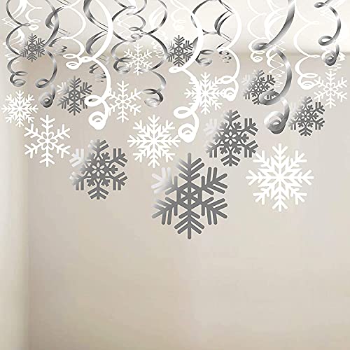Howaf Fiocchi Di Neve Di Natale Decorazione (30Pcs), Bianco Fiocchi Di Neve Decorativi Spirale Pendenti Decorazioni Natalizie Da Appendere Al Soffitto