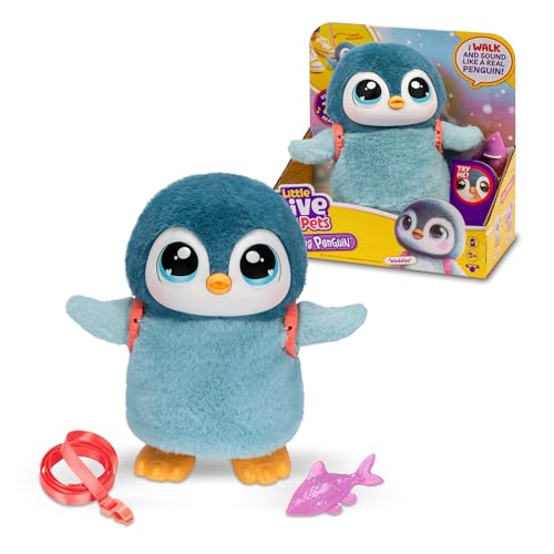 Little Live Pets - My Pet Penguin, Waddles Pinguino Pet Toy, 25 Suoni E Reazioni, Pupazzo Di Peluche Interattivo, Sposta Le Ali E Canta Dopo Aver Mang