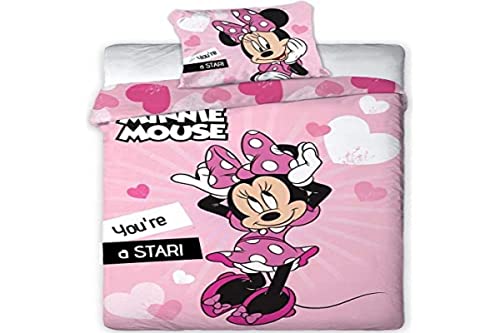 Aymax S.P.R.L. Parure Da Letto Disney Minnie Star – Copripiumino 140 X 200 Cm + Federa 63 X 63 Cm