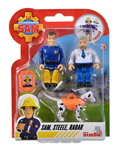 Fireman Sam Selezione: Simba – Set Di Personaggi Sam Pompiere, Confezione Doppia Con Animale, Serie 4, Action Figure Norman Steele Penny (Sam; Steele;