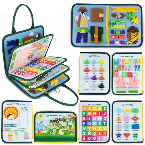 Bonnyco Montessori Busy Board Di Feltro Giochi Montessori Didattici, Pannello Sensoriale Bambini Montessori Board Valigetta Montessori | Giochi Bambin