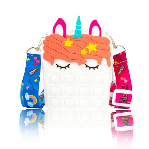 Chimpanzee Poppy Bag Borsa Unicorno Pop It – Borsetta Bambina, Fidget Toy, Antistress Bambini, Giocattolo Sensoriale, Borsette Tracolla Unicorni, Gadg