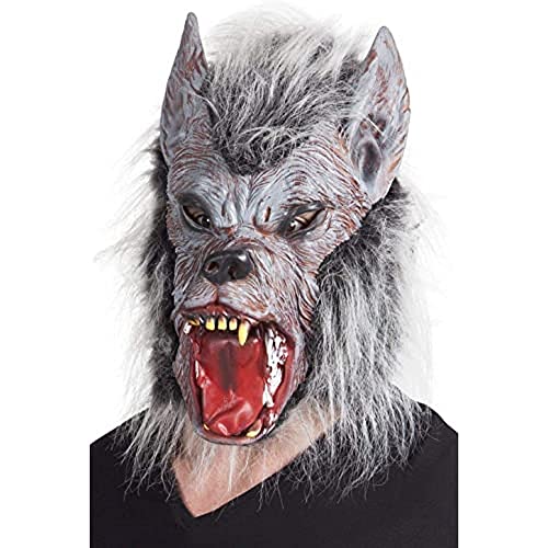 Boland- Maschera Lupo Mannaro Werewolf In Lattice Con Pelo Per Adulti, Grigio, Taglia Unica, 97515