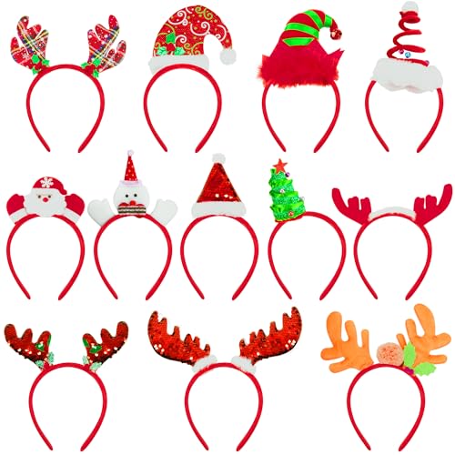 Bqtq 12 Pezzi Cerchietti Natalizi Cerchietti Per Capelli Per Natale Festival Decorazioni