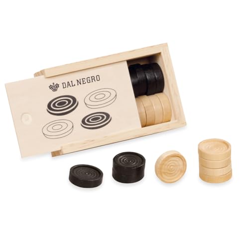 Dal Negro, Set Pedine Dama Con Scatola In Legno, Diametro 32 Mm, Ideali Per Il Gioco Della Dama
