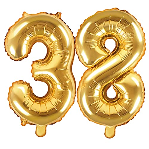 Palloncino Foil Mylar Numero 38 Colore Oro 35 Cm