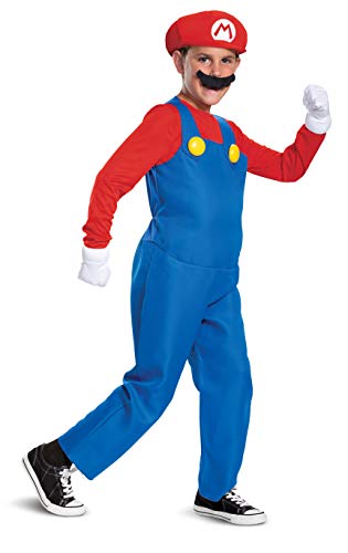 Super Mario Bros Disk10772G Deluxe Super Mario Costume Bambini Nintendo Rosso, L