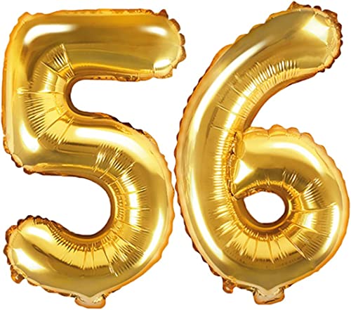 Palloncino Foil Mylar Numero 56 Colore Oro 86 Cm